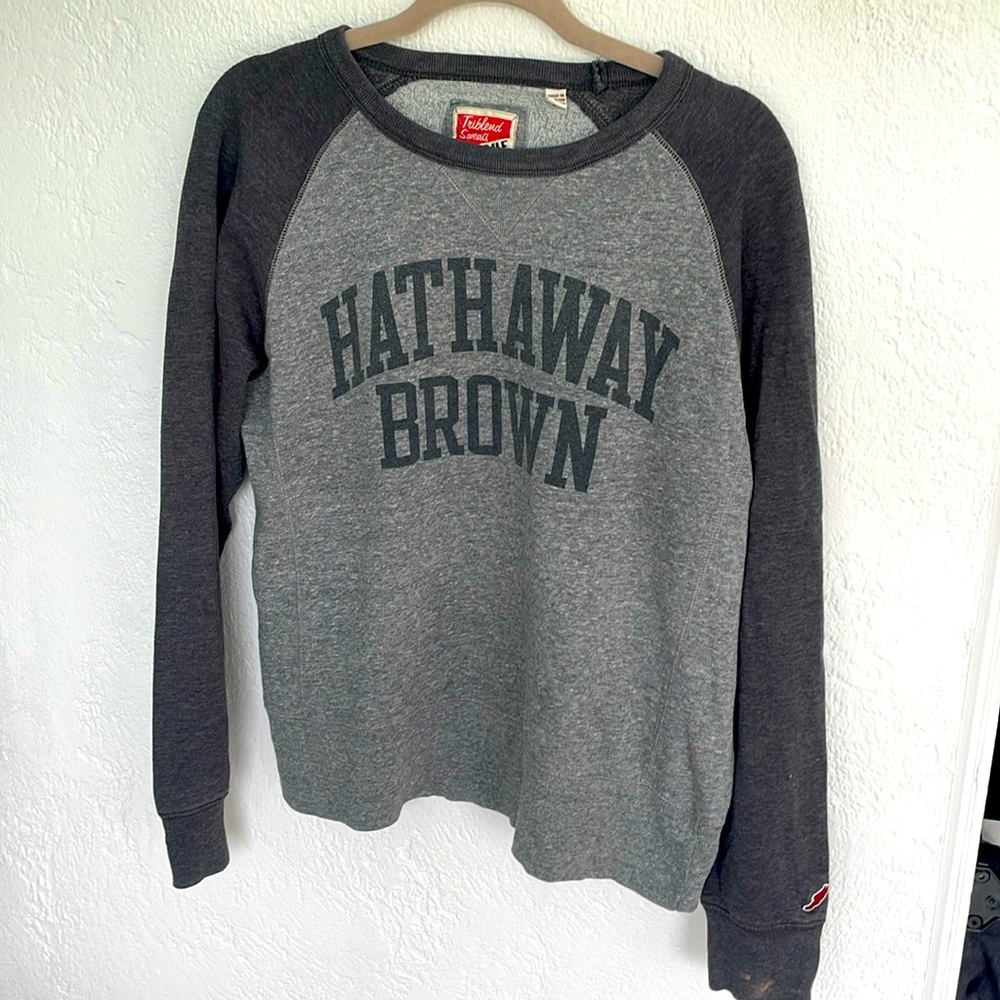 Triblend Sweats‎ League Gray Hathaway Brown Crew neck Pullover Sweatshirt Medium